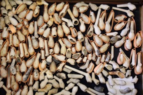 A small selection of seventeenth-century clay pipes from the National Pipe Archive, housed in the University of Liverpool's Department of Archaeology