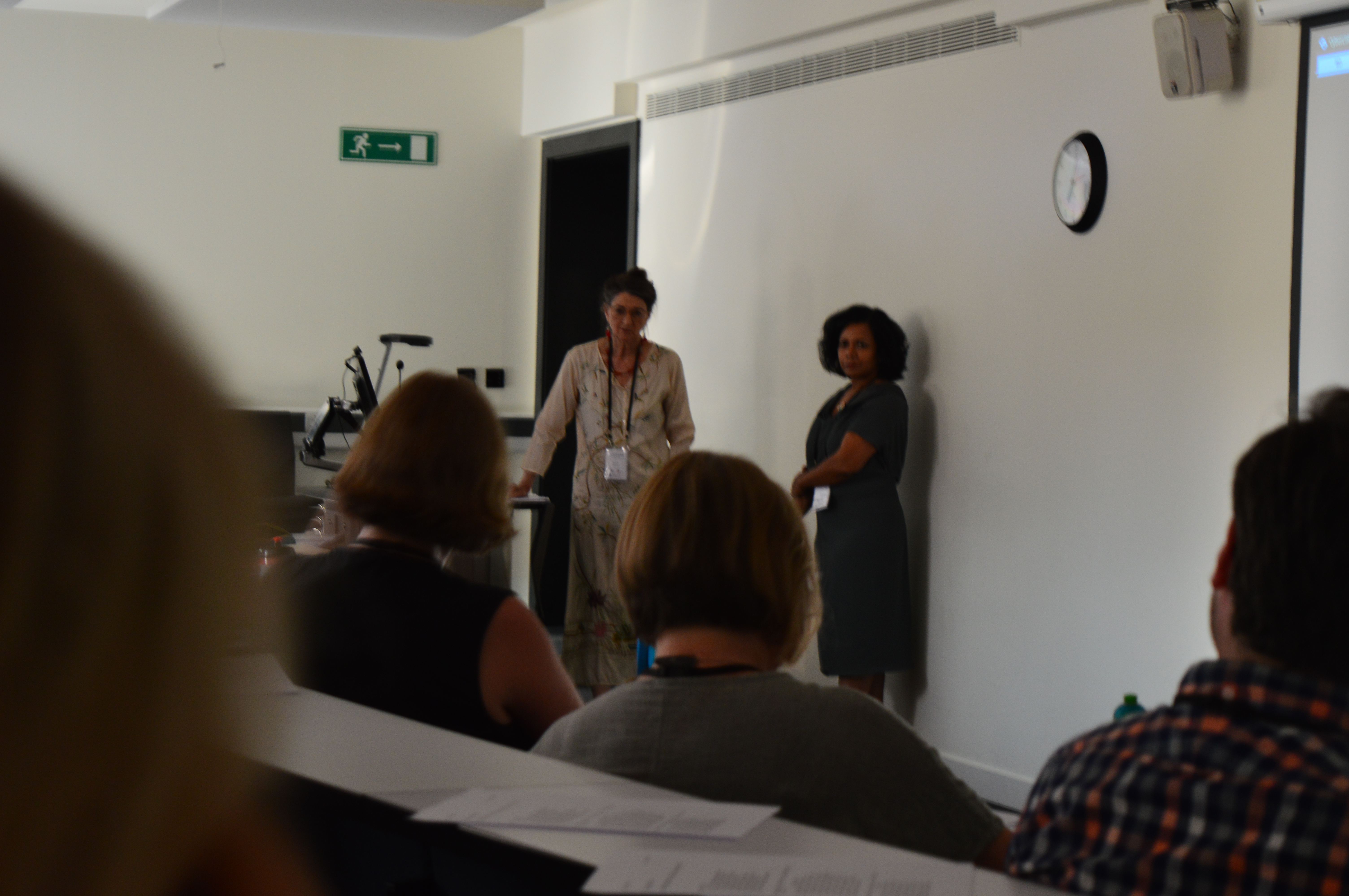 Dame Marina Warner answering questions after giving public lecture on ‘Dido the Migrant Queen’ to a packed room